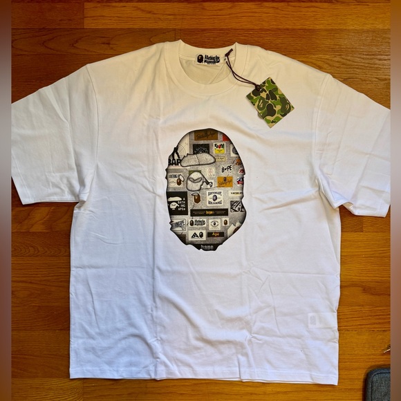 NWT【Bape】MULTI LOGO BIG APE HEAD RELAXED FIT TEE Mens XL - Picture 1 of 14